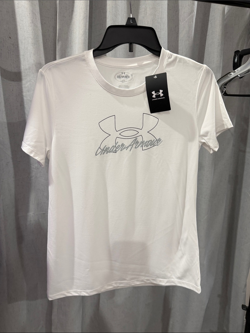 Under Armour White Short Sleeve Logo Tee with Gray Graphic
